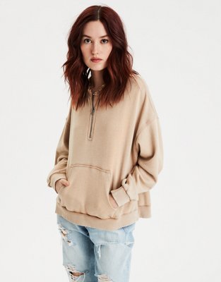 Ae fleece slouchy discount zip up hoodie