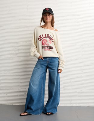 AE Oklahoma Sooners Graphic Off The Shoulder Sweatshirt