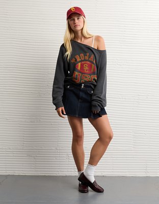 AE USC Trojans Graphic Off The Shoulder Sweatshirt