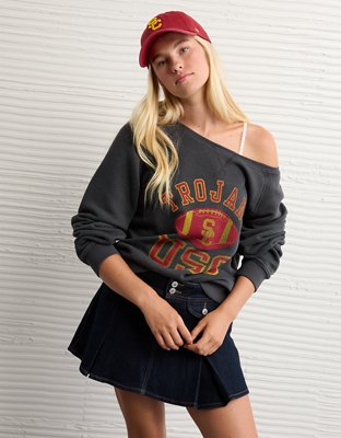 AE USC Trojans Graphic Off The Shoulder Sweatshirt