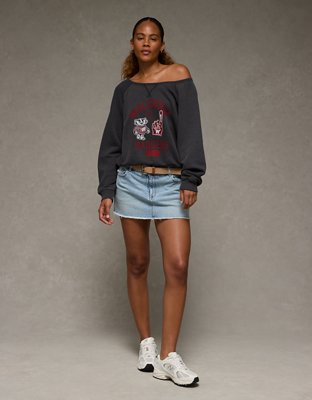 AE Wisconsin Badgers Graphic Off The Shoulder Sweatshirt