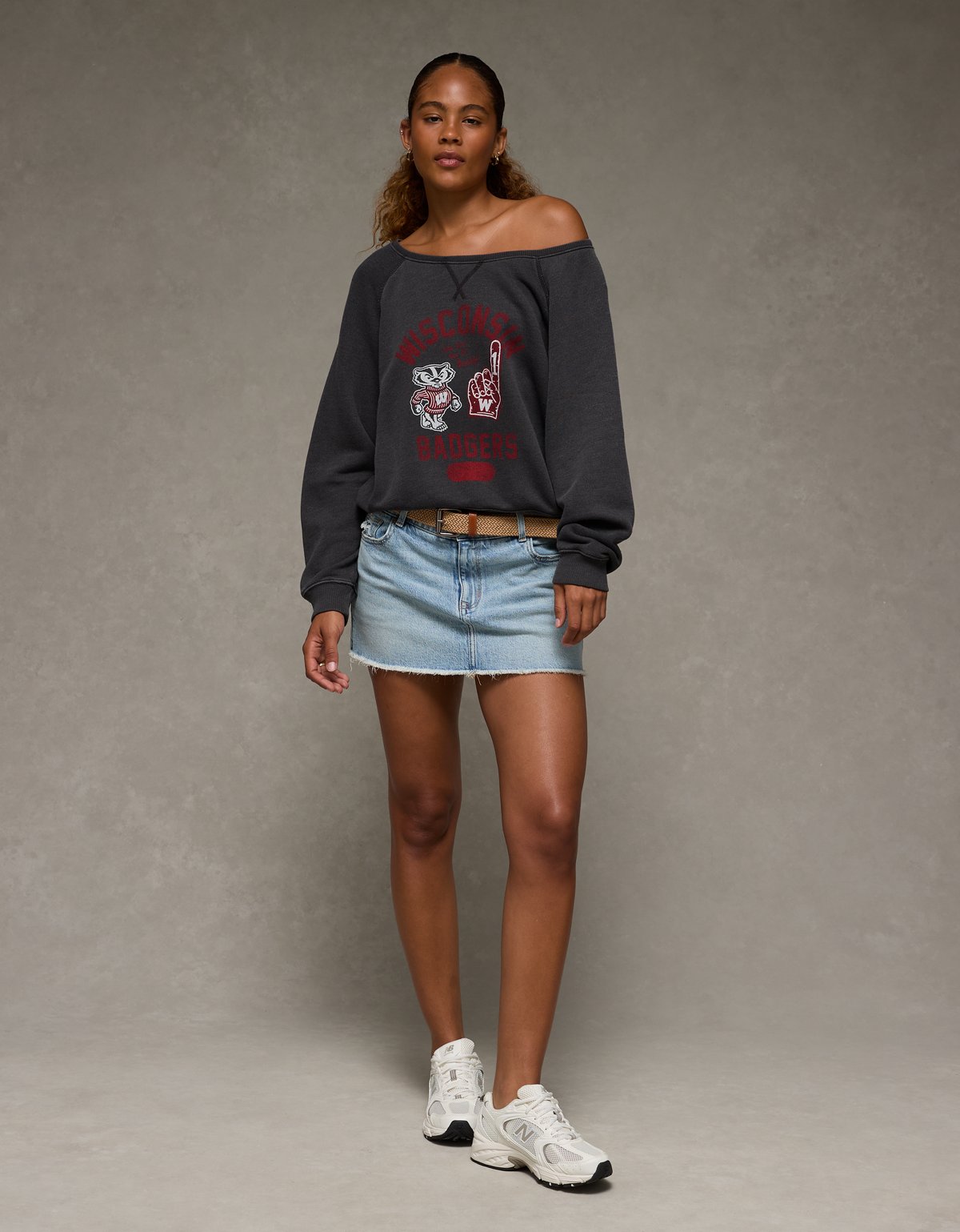 AE Wisconsin Badgers Graphic Off The Shoulder Sweatshirt - image 5