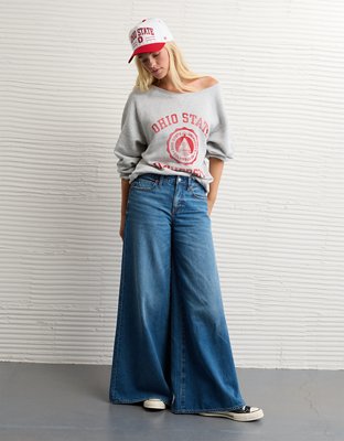 AE Ohio State Buckeyes Graphic Off The Shoulder Sweatshirt