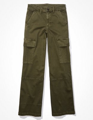 A. Peach Straight Leg Cargo Stretch Pant - Women's Pants in Sage Green