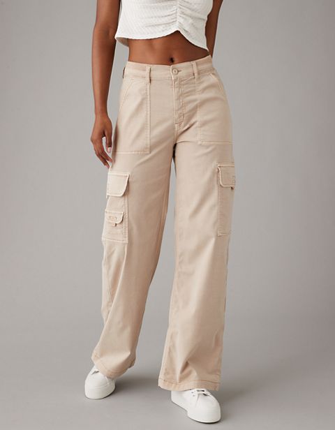 Женские брюки American Eagle AE Dreamy Drape Stretch Cargo Super High-Waisted Baggy Wide-Leg Pant