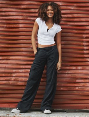 Black Wide Leg Cargo Pants