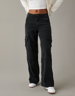 Flared Cargo Pants in Black