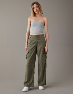 Cream High Waist Belted Pants with Button Cuff