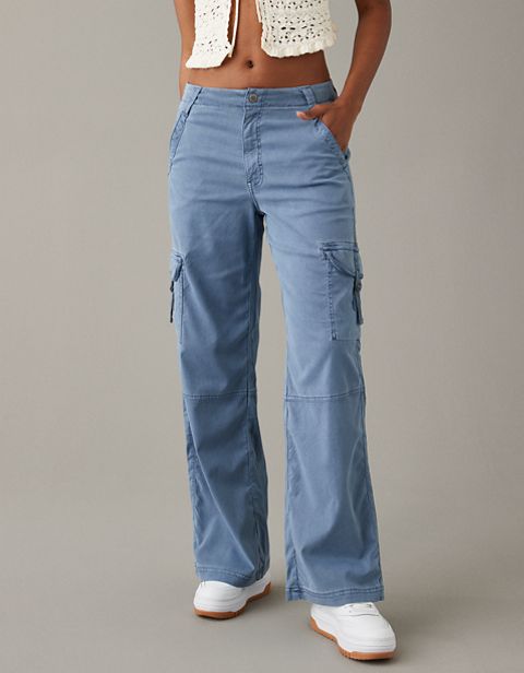 Женские брюки American Eagle AE Dreamy Drape Stretch Super High-Waisted Cargo Baggy Wide-Leg Pant