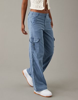 Женские брюки American Eagle AE Dreamy Drape Stretch Super High-Waisted Cargo Baggy Wide-Leg Pant — фото 4
