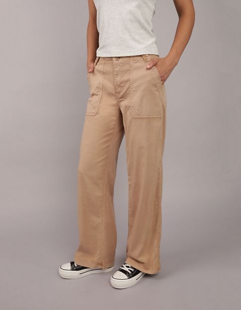 Женские брюки American Eagle AE Dreamy Drape High-Waisted Baggy Wide-Leg Convertible Pant