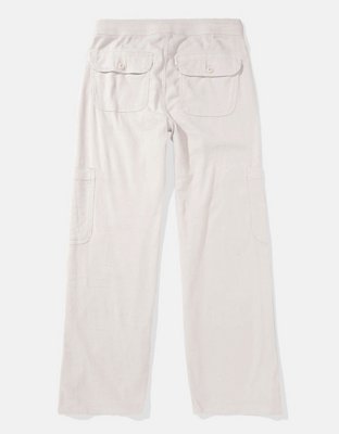 AE Dreamy Drape Linen-Blend Baggy Wide-Leg Cargo Pant