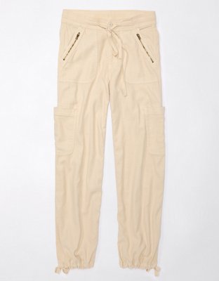 AE Dreamy Drape Linen-Blend Baggy Wide-Leg Cargo Pant