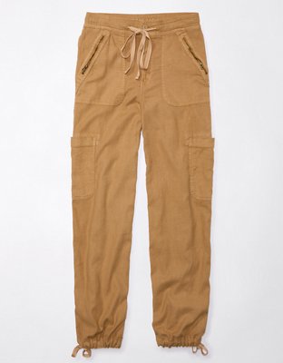 AE Dreamy Drape Linen-Blend Baggy Wide-Leg Cargo Pant