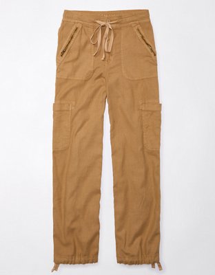 AE Dreamy Drape Linen-Blend Baggy Wide-Leg Cargo Pant