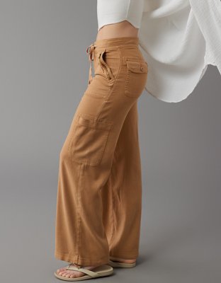 AE Dreamy Drape Linen-Blend Baggy Wide-Leg Cargo Pant