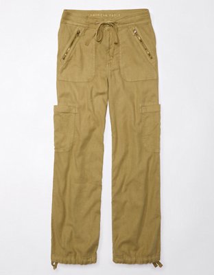 AE Dreamy Drape Linen-Blend Baggy Wide-Leg Cargo Pant