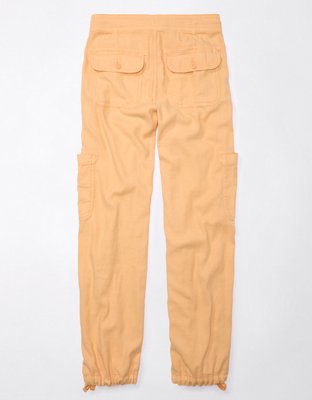 AE Dreamy Drape Linen-Blend Baggy Wide-Leg Cargo Pant