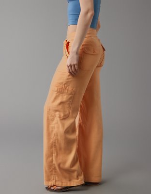 AE Dreamy Drape Linen-Blend Baggy Wide-Leg Cargo Pant