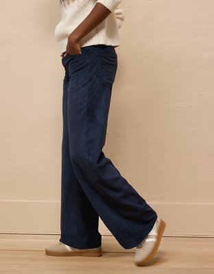 AE Dreamy Drape Sueded High-Waisted Baggy Wide-Leg Pant