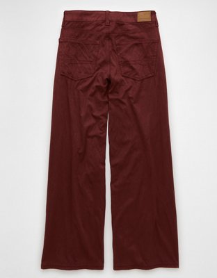 AE Dreamy Drape Sueded High-Waisted Baggy Wide-Leg Pant