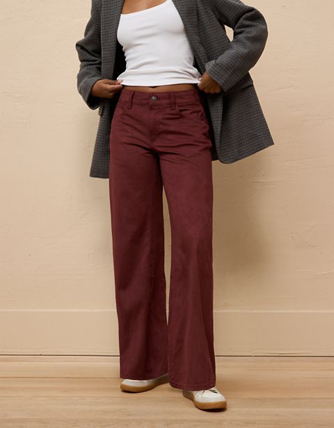 Женские брюки American Eagle AE Dreamy Drape Sueded High-Waisted Baggy Wide-Leg Pant