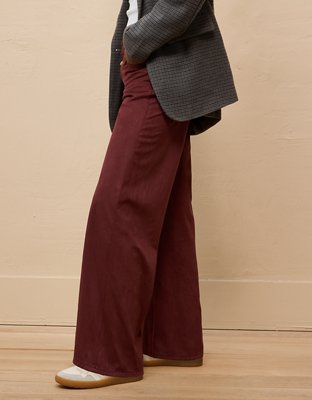 AE Dreamy Drape Sueded High-Waisted Baggy Wide-Leg Pant