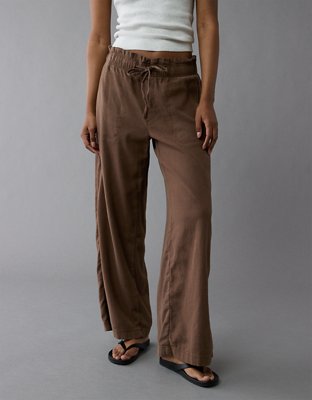 AE Dreamy Drape Sueded High-Waisted Baggy Wide-Leg Pant
