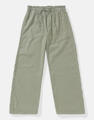 AE Dreamy Drape Linen-Blend Pull-On Pant