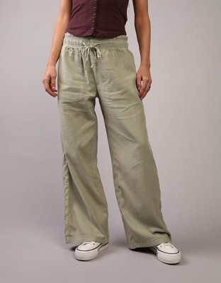 AE Dreamy Drape Linen-Blend Pull-On Pant