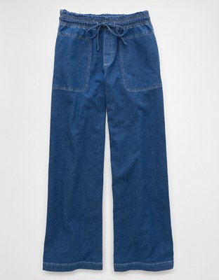 AE Dreamy Drape Linen-Blend Pull-On Pant