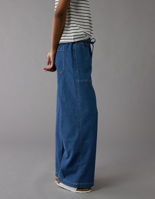 AE Dreamy Drape Linen-Blend Pull-On Pant