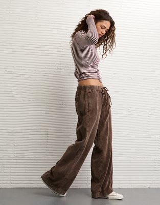 AE Stretch Corduroy Low-Rise Baggy Wide-Leg Pant