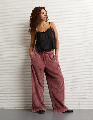 AE Stretch Corduroy Low-Rise Baggy Wide-Leg Pant