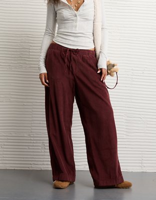 AE Stretch Corduroy Low-Rise Baggy Wide-Leg Pant