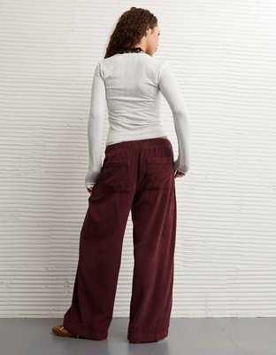 AE Stretch Corduroy Low-Rise Baggy Wide-Leg Pant