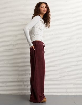 AE Stretch Corduroy Low-Rise Baggy Wide-Leg Pant