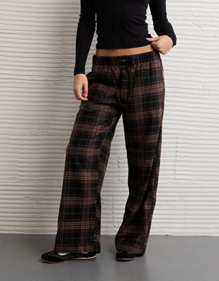 AE Plaid Pull-On Wide Leg Pant