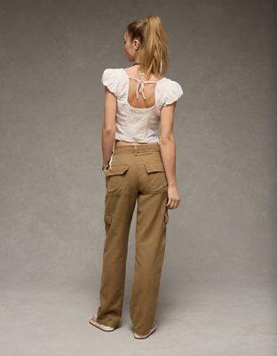 AE Low-Rise Baggy Straight Cargo Pant Women's Cognac 18 Regular