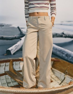 AE Low-Rise Wide-Leg Khaki Pant