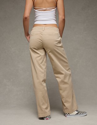 AE Low-Rise Wide-Leg Khaki Pant