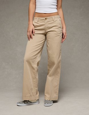 AE Low-Rise Wide-Leg Khaki Pant