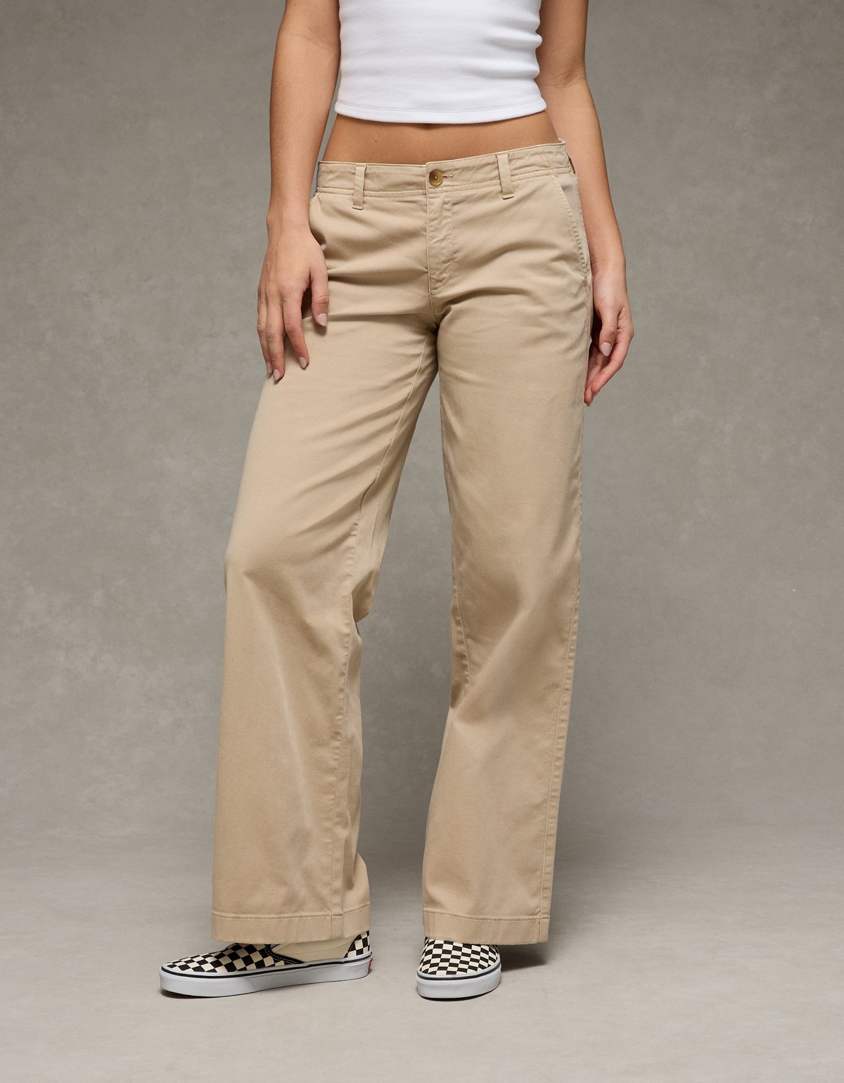 AE Low-Rise Wide-Leg Khaki Pant - image 2