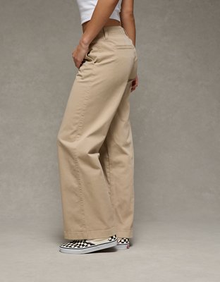 AE Low-Rise Wide-Leg Khaki Pant
