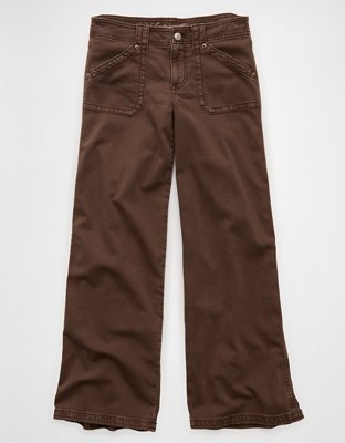 AE Low-Rise Ultra Wide-Leg Pant Women's Brown 6 Short