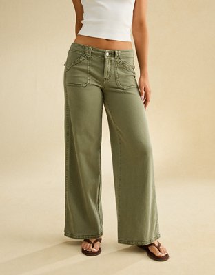 Lerure リルアー Frilled highwaist wide pants AE Low-Rise Ultra Wide-Leg Pant | American Eagle
