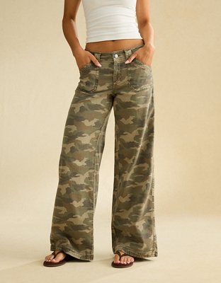 AE Low-Rise Ultra Wide-Leg Pant — Camo Green by American Eagle