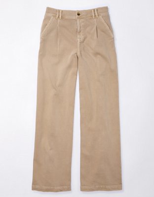 AE Dreamy Drape Stretch High-Waisted Khaki Trouser