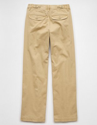 AE Stretch Mid-Rise Wide-Leg Khaki Trouser