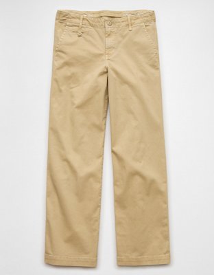 AE Stretch Mid-Rise Wide-Leg Khaki Trouser